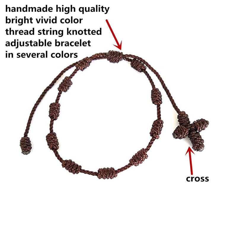 YouU UoYu Set of 10 Handmade Rosary Cross Bracelets Pulseras Decenarios Braided String Rope Christian Jewelry - Image 2